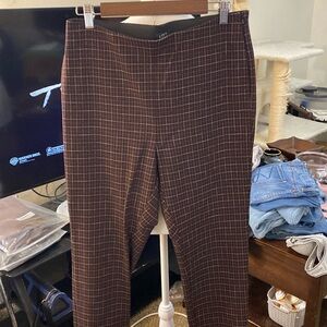 NWOT LOFT Curvy Skinny Brown/Black Windowpane size 12